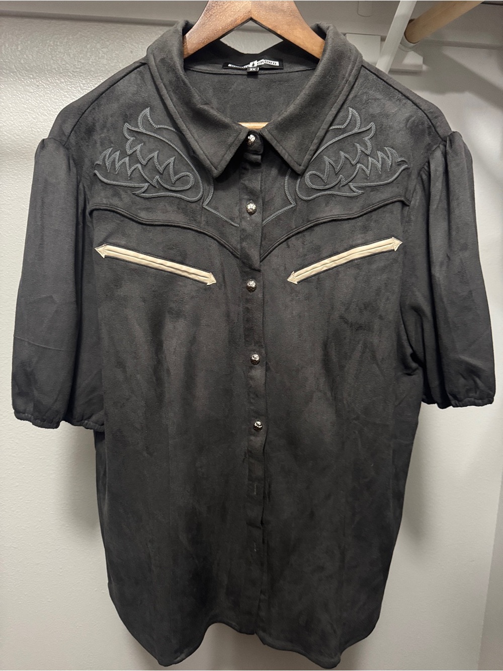 Rowdy Crowd suede button up top